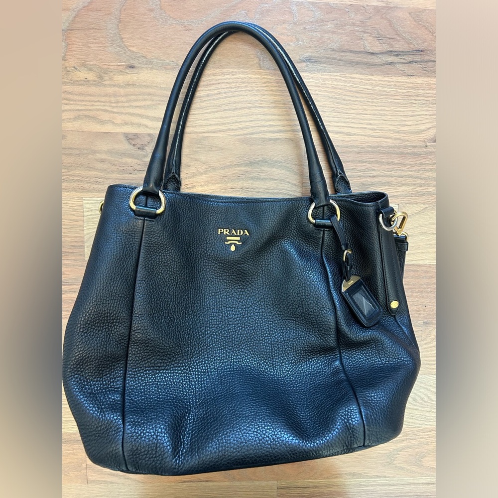 100% Authentic Prada Vitello Black Leather Bag